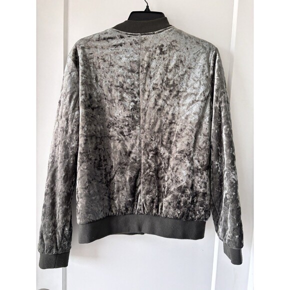 Jade & Ivory Quilted Crushed Velvet Sage Green Whimsigoth Bomber Jacket Zip M - Picture 5 of 10